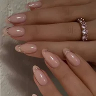 Russian manicure with Apres Gel-x extension with nude color at Nail Boss Studio